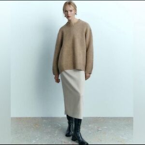Zara wool Tan Ribbed Knit Sweater